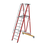 Plattformleiter GFK/Alu 8 Stuf. Handlauf klappbar fahrbar Arbeitshöhe=3,85 m Munk Günzburger