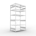 Basisrekken 1-regelig, frame gedemonteerd HxLxD 2500x1300x800 mm, gegalvaniseerd Meta Clip S3 GR 230/1650 kg 6 schappen
