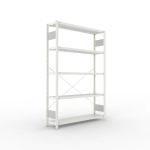 Basisrekken 1-regelig, frame gedemonteerd HxBxD 2000x1300x300 mm, grijs RAL 7035 Meta Clip S3 GR 230/1100 kg 5 schappen