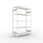 Basisrekken 1-regelig, frame gedemonteerd HxBxD 2000x1300x500 mm, grijs RAL 7035 Meta Clip S3 GR 230/1100 kg 5 schappen