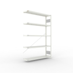 Anbauregal 1-zeilig, Rahmen zerlegt HxLxT 2000x1300x300 mm, grau RAL 7035 Meta Clip S3 AR 230/1100 kg 5 Böden