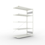 Aanbouwrekken 1-regelig, frame gedemonteerd HxBxD 2000x1300x600 mm, grijs RAL 7035 Meta Clip S3 AR 230/1100 kg 5 schappen