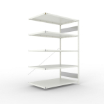 Aanbouwrekken 1-regelig, frame gedemonteerd HxBxD 2000x1300x800 mm, grijs RAL 7035 Meta Clip S3 AR 230/1100 kg 5 schappen