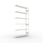 Aanbouwrekken 1-regelig, frame gedemonteerd HxBxD 2500x1300x300 mm, grijs RAL 7035 Meta Clip S3 AR 230/1650 kg 6 schappen