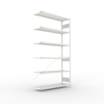 Aanbouwrekken 1-regelig, frame gedemonteerd HxBxD 2500x1300x400 mm, grijs RAL 7035 Meta Clip S3 AR 230/1650 kg 6 schappen
