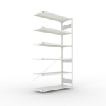 Aanbouwrekken 1-regelig, frame gedemonteerd HxBxD 2500x1300x500 mm, grijs RAL 7035 Meta Clip S3 AR 230/1650 kg 6 schappen