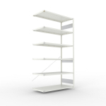 Aanbouwrekken 1-regelig, frame gedemonteerd HxBxD 2500x1300x600 mm, grijs RAL 7035 Meta Clip S3 AR 230/1650 kg 6 schappen