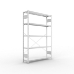 Grundregal 1-zeilig, Rahmen vorgefertigt HxLxT 2000x1300x300 mm, verzinkt Meta Clip GR 230/1650 kg 5 Böden