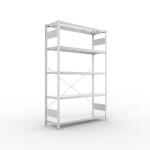 Grundregal 1-zeilig, Rahmen vorgefertigt HxLxT 2000x1300x400 mm, verzinkt Meta Clip GR 230/1650 kg 5 Böden