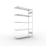 Anbauregal 1-zeilig, Rahmen vorgefertigt HxLxT 2000x1300x400 mm, verzinkt Meta Clip AR 230/1650 kg 5 Böden