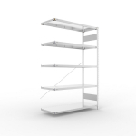Anbauregal 1-zeilig, Rahmen vorgefertigt HxLxT 2000x1300x500 mm, verzinkt Meta Clip AR 230/1650 kg 5 Böden