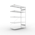 Anbauregal 1-zeilig, Rahmen vorgefertigt HxLxT 2000x1300x600 mm, verzinkt Meta Clip AR 230/1650 kg 5 Böden