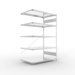 Anbauregal 1-zeilig, Rahmen vorgefertigt HxLxT 2000x1300x800 mm, verzinkt Meta Clip AR 230/1650 kg 5 Böden