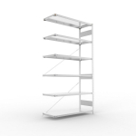 Anbauregal 1-zeilig, Rahmen vorgefertigt HxLxT 2500x1300x500 mm, verzinkt Meta Clip AR 230/2350 kg 6 Böden