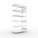Anbauregal 1-zeilig, Rahmen vorgefertigt HxLxT 2500x1300x600 mm, verzinkt Meta Clip AR 230/2350 kg 6 Böden