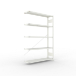 Anbauregal 1-zeilig, Rahmen vorgefertigt HxLxT 2000x1300x300 mm, grau RAL 7035 Meta Clip AR 230/1650 kg 5 Böden