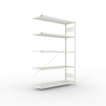Anbauregal 1-zeilig, Rahmen vorgefertigt HxLxT 2000x1300x400 mm, grau RAL 7035 Meta Clip AR 230/1650 kg 5 Böden