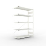 Anbauregal 1-zeilig, Rahmen vorgefertigt HxLxT 2000x1300x500 mm, grau RAL 7035 Meta Clip AR 230/1650 kg 5 Böden