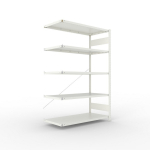 Anbauregal 1-zeilig, Rahmen vorgefertigt HxLxT 2000x1300x600 mm, grau RAL 7035 Meta Clip AR 230/1650 kg 5 Böden