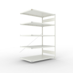 Anbauregal 1-zeilig, Rahmen vorgefertigt HxLxT 2000x1300x800 mm, grau RAL 7035 Meta Clip AR 230/1650 kg 5 Böden