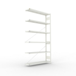 Anbauregal 1-zeilig, Rahmen vorgefertigt HxLxT 2500x1300x300 mm, grau RAL 7035 Meta Clip AR 230/2350 kg 6 Böden