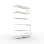 Anbauregal 1-zeilig, Rahmen vorgefertigt HxLxT 2500x1300x500 mm, grau RAL 7035 Meta Clip AR 230/2350 kg 6 Böden