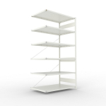 Anbauregal 1-zeilig, Rahmen vorgefertigt HxLxT 2500x1300x800 mm, grau RAL 7035 Meta Clip AR 230/2350 kg 6 Böden