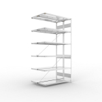 Anbauregal 2-zeilig, Rahmen zerlegt HxLxT 2500x1300x400 mm, verzinkt Meta Clip S3 DAR 150/1650 kg 2x6 Böden