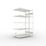 Anbauregal 2-zeilig, Rahmen zerlegt HxLxT 2000x1300x400 mm, grau RAL 7035 Meta Clip S3 DAR 150/1100 kg 2x5 Böden