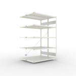 Anbauregal 2-zeilig, Rahmen zerlegt HxLxT 2000x1300x500 mm, grau RAL 7035 Meta Clip S3 DAR 150/1100 kg 2x5 Böden