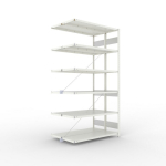 Anbauregal 2-zeilig, Rahmen zerlegt HxLxT 2500x1300x400 mm, grau RAL 7035 Meta Clip S3 DAR 150/1650 kg 2x6 Böden