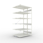Anbauregal 2-zeilig, Rahmen zerlegt HxLxT 2500x1300x500 mm, grau RAL 7035 Meta Clip S3 DAR 150/1650 kg 2x6 Böden