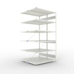 Anbauregal 2-zeilig, Rahmen zerlegt HxLxT 2500x1300x600 mm, grau RAL 7035 Meta Clip S3 DAR 150/1650 kg 2x6 Böden