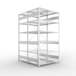 Basisrekken, 2 rijen, frame gedemonteerd HxLxD 2500x1300x800 mm, gegalvaniseerd Meta Clip S3 DGR 230/1650 kg 2x6 legplanken