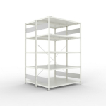 Basisrekken, 2 rijen, frame gedemonteerd HxBxD 2000x1300x600 mm, grijs RAL 7035 Meta Clip S3 DGR 230/1100 kg 2x5 legplanken