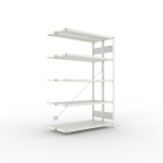 Anbauregal 2-zeilig, Rahmen zerlegt HxLxT 2000x1300x300 mm, grau RAL 7035 Meta Clip S3 DAR 230/1100 kg 2x5 Böden