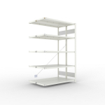 Anbauregal 2-zeilig, Rahmen zerlegt HxLxT 2000x1300x400 mm, grau RAL 7035 Meta Clip S3 DAR 230/1100 kg 2x5 Böden