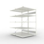 Anbauregal 2-zeilig, Rahmen zerlegt HxLxT 2000x1300x800 mm, grau RAL 7035 Meta Clip S3 DAR 230/1100 kg 2x5 Böden