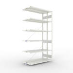 Anbauregal 2-zeilig, Rahmen zerlegt HxLxT 2500x1300x300 mm, grau RAL 7035 Meta Clip S3 DAR 230/1650 kg 2x6 Böden