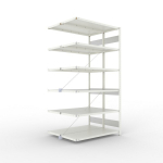 Anbauregal 2-zeilig, Rahmen zerlegt HxLxT 2500x1300x500 mm, grau RAL 7035 Meta Clip S3 DAR 230/1650 kg 2x6 Böden