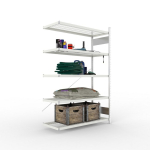 Aanbouwrek met draadgaasplanken HxLxD 2000x1300x500 mm, gegalvaniseerd Meta S3 150 Clip GR 1100 kg, 5 legplanken