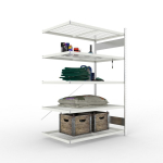 Aanbouwrek met draadgaasplanken HxLxD 2000x1300x800 mm, gegalvaniseerd Meta S3 150 Clip GR 1100 kg, 5 legplanken
