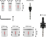 Lochsägen-Set mit Gewinde 20/ 25/ 32/ 38/ 51/ 64 x 40 mm Bosch 2.608.594.613