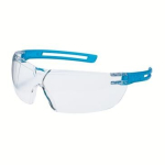 Schutzbrille kratzfest, beschlagfrei PC beschichtet, transparent, Bügel blau uvex x-fit