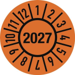 Einjahresprüfplakette Folie Ø 15 mm, 100er Beutel Jahr 2027 mit Monaten