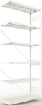 Anbauregal 1-zeilig, Rahmen vorgefertigt HxLxT 2500x1000x400 mm, grau RAL 7035 Meta Clip AR 330/2400 kg 6 Böden