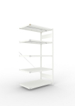 Anbauregal 1-zeilig, Rahmen vorgefertigt HxLxT 2000x1000x600 mm, grau RAL 7035 Meta Clip GR 330/1650 kg 5 Böden