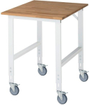 Arbeitstisch Platte Buche-Massiv Gestell lichtgrau, RAL7035 B750xT1000xH910-1230 mm, Rau