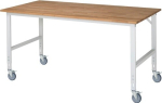Arbeitstisch Platte Buche-Massiv Gestell lichtgrau, RAL7035 B2000xT1000xH910-1230 mm, Rau