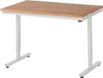 Arbeitstisch Platte Buche-Massiv Gestell lichtgrau, RAL 7035 B1250xT800xH720-1120 mm, Rau
